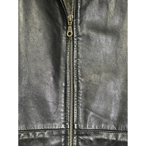 Vintage KC Collections Womens Black Leather Jacket Zip Collar Style Outerwear - Picture 2 of 9